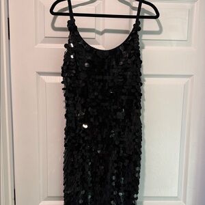 Sequin Hearts Black Sequin Midi Dress